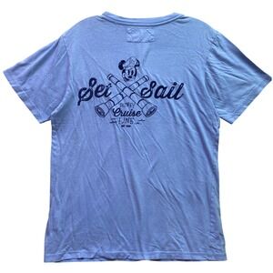 Disney Cruise Line Shirt Mens Small Mickey Mouse Velvet Sailor‎ Nautical Anchor